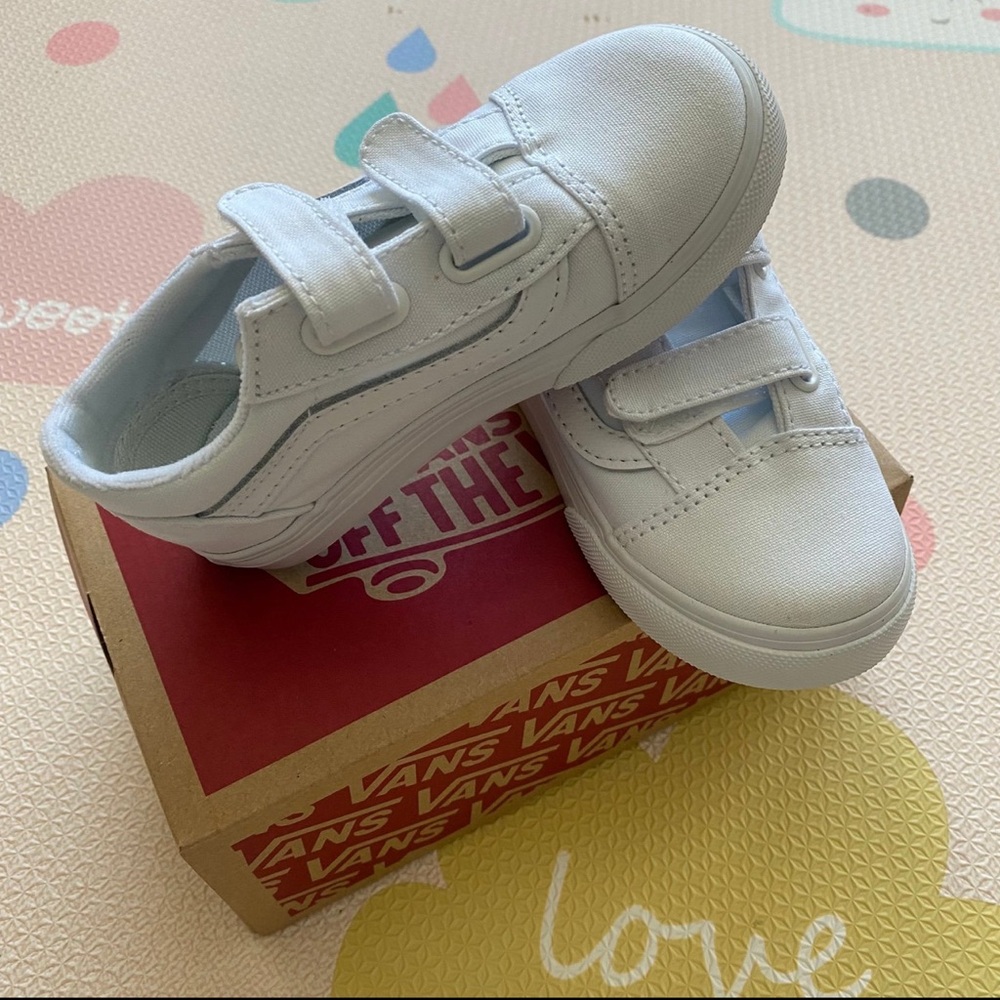 Vans Kids Velcro White Sneakers